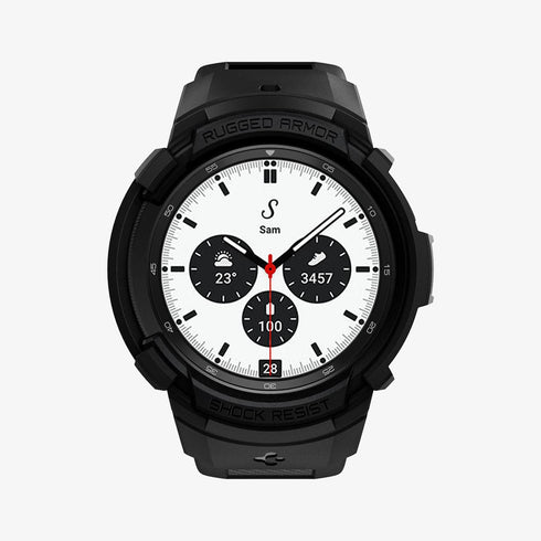 ACS06488 - Galaxy Watch 6 Classic (47mm) Case Rugged Armor Pro in black showing the front